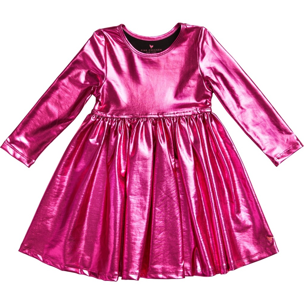 Pink Chicken Liza stretch lamé Dress Pink Metallic, 2T, MSRP $68